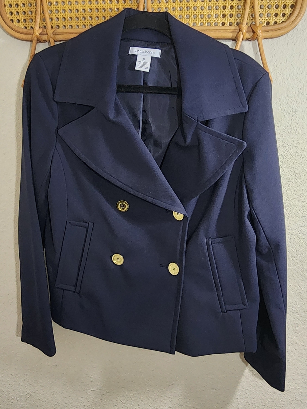 Liz Claiborne Navy Double-Breasted Peacoat with Gold Buttons